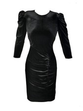 Vince Camuto Women's 3/4 Sleeved Velvet Knee Length Sheath Dress-Black- 2