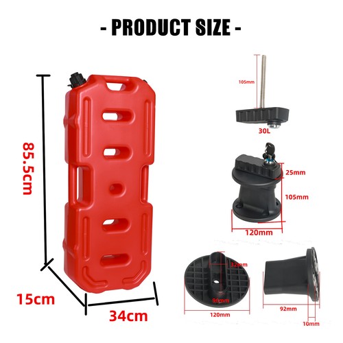 2Pack 8 Gallon 30L Fuel Pack Gas Container Fuel Can & Lock for Jeep JK JKU LJ TJ - Picture 6 of 21