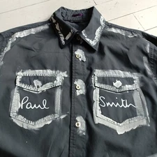 PAUL SMITH *CUSTOMISED* SHIRT Size Large Cartoon Painted Artist: Paul McNeil