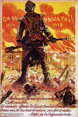 Vintage World War French Military Propaganda Poster On Ne Passe Pas