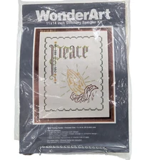 Peace Praying Hands Sampler WonderArt 11"x14" Stamped Embroidery Kit 1808
