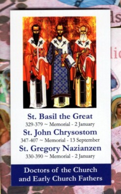 Saint Basil, John Chrysostom + Gregory  (2'' x 3 1/2'') Heavy Paperstock Holy Card