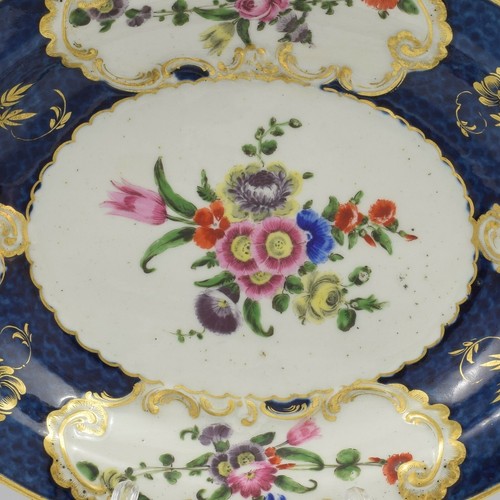 First Period Worcester Porcelain Blue Scale Oval Dish c.1770 Antique 18th Centur - Picture 2 of 8