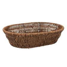 Storage Basket Oval Plastic Woven Wicker Fruit Bread Vegetables Organiser 28.5cm