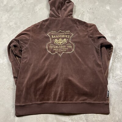 Y2K VTG AKADEMIKS VELOUR Tacksuit Hoodie Pants Set L 2000s Women's