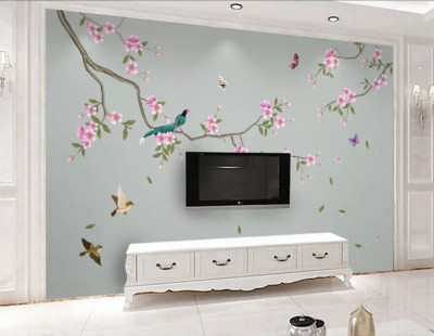 3D Flower Branch KEP6554 Wallpaper Mural Self-adhesive Removable Sticker Kay