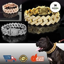 Dog Chain Collar Stainless Steel Cuban Gold Metal Choke Pet Cat Pitbull Necklace
