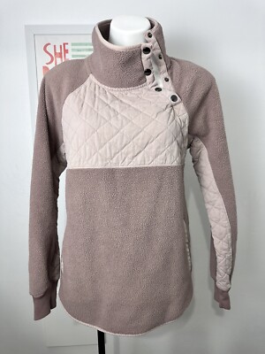 Abercrombie&Fitch Womens Medium Blush Pink Asymmetrical Pull Over Snap Up Fleece