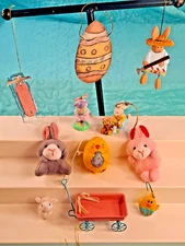 EASTER ORNAMENTS Lot of 11  No Duplicates!  Cloth, Metal, Plastic, Resin