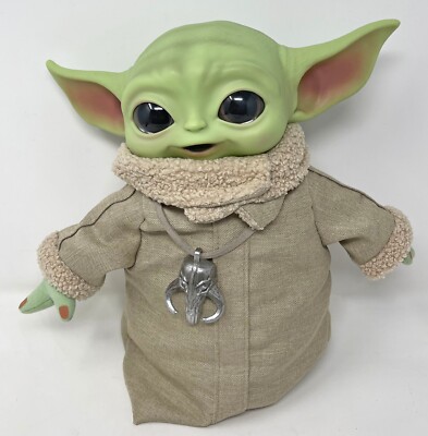 Star Wars Mandalorian The Child 11'' Plush Baby Yoda Grogu Doll Mattel Necklace