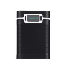 Black 5V/2.5A 2 USB Ports 2000-12000mAh Power Bank DIY Case For 4*18650 Battery,