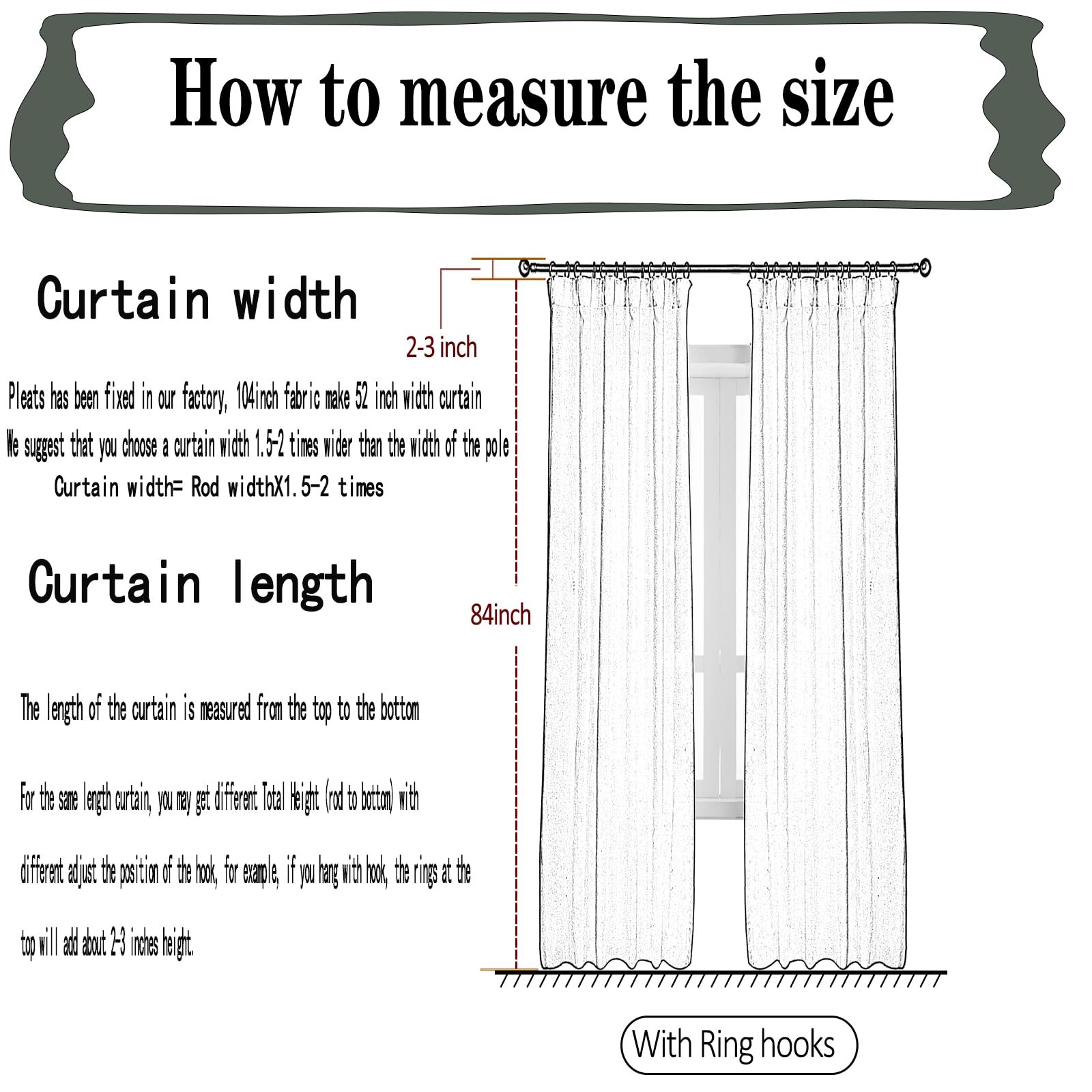 LUGOTAL Off-White 84" Pinch Pleated Sheer Curtains for Living Room thumbnail 3