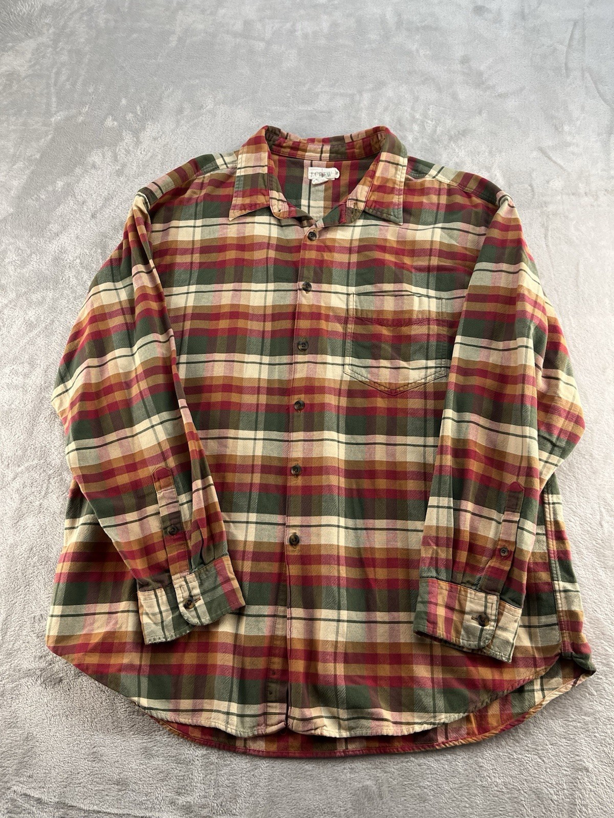 J Crew Flannel Shirt Mens XL Multicolor Plaid Button Down 100% Cotton