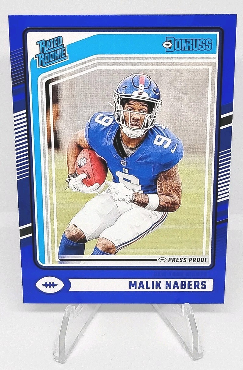 Rated Rookie Malik Nabers Blue Press Proof 2024 Panini Donruss #383 - Giants 🏈