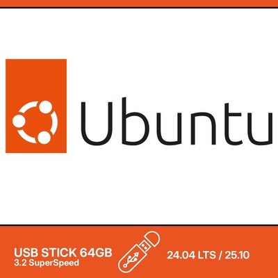 Ubuntu Linux 24.04 LTS oder 25.10 | Boot Stick 64GB USB 3.2 | Live / Recovery