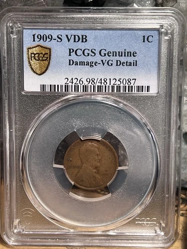 1909 S VDB Lincoln Wheat Copper Cent 1C PCGS VG Detail - Damage