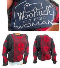 Vintage The Woolrich Woman Wool Knit Pullover Sweater Heart Pattern Sz L