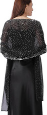 Shawl and Wraps for Evening Dresses, Soft Sheer Chiffon Sparkly Rhinestone Weddi