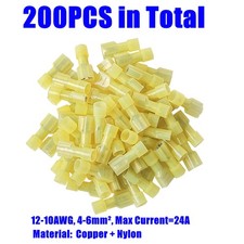 200PCS Nylon Insulated Female Male Spade Crimp Terminal Wire Connectors 12-10AWG