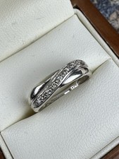9ct White Gold Diamond Eternity Band Ring size M  DIA HALLMARKED 375 9k