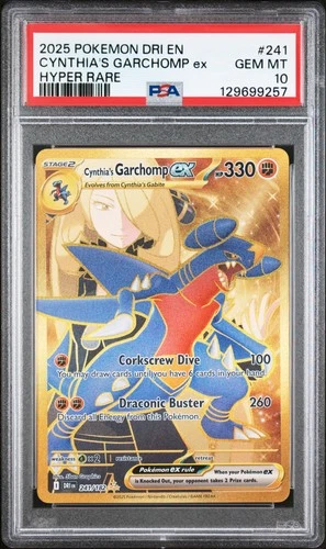 2025 POKEMON DRI EN-DESTINED RIVALS HYPER RARE #241 CYNTHIA'S GARCHOMP EX PSA 10