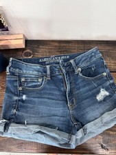 American Eagle Women s Blue Denim Shorts Size 4 High Rise