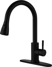 Black Kitchen Faucet with Pull down Sprayer, High Arc Single Handle Sink Deck P