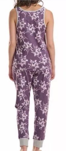 Live Love Lounge Mujer’s XL CONJUNTO DE PIJAMA TANQUE JOGGERS SUAVE 2 PIEZAS Floral Púrpura Gris - Imagen 2 de 13