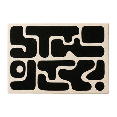 Geometric Wool Rug: Hand-Tufted Abstract Contour Design, Black & Beige