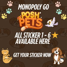 MONOPOLY GO POSH PET NEW SEASON ALL STAR STICKER AVAILABLE TO BUY FAST DELIVERY 