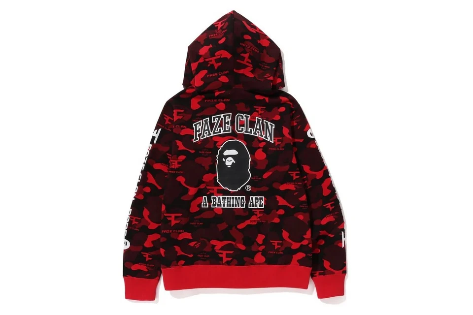 BAPE × FaZe Clan Collaboration Full Zip Hoodie Red Camouflage - XL - Image 2 of 4