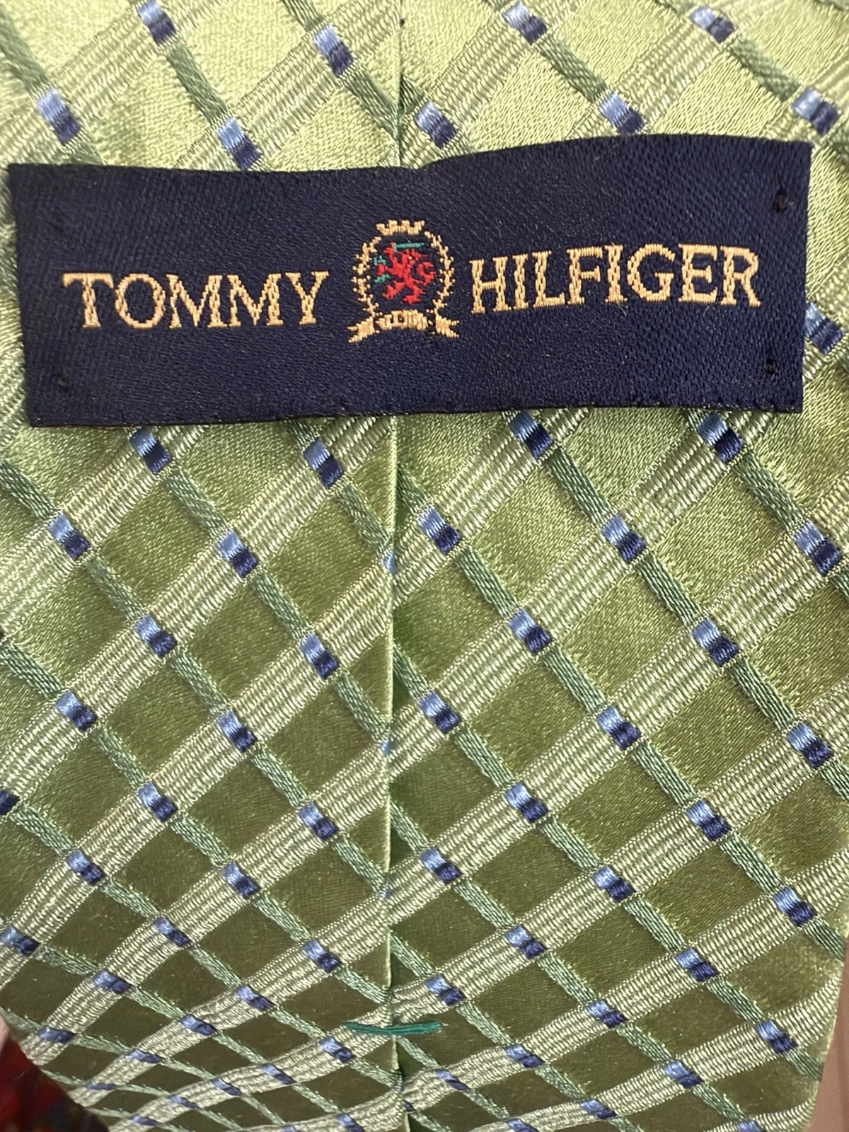 Tommy Hilfiger Men's Woven Silk Tie Plaid Check Green Blue White WFL#2831 image 3