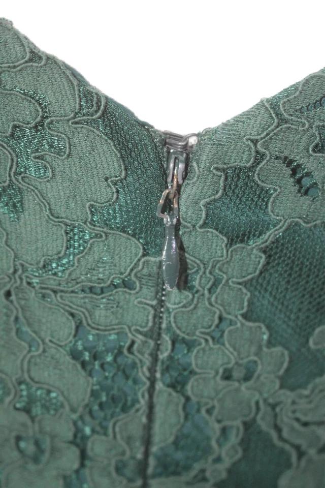 Nicole Miller Womens Floral Lace V-Neck Sleeveless Maxi Dress Green Size 2 - Image 4 of 4