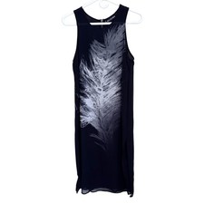 Religion Women's Small Shift Black Feather Print Zip Back Goth Stretch Dress