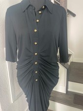 Carolina Herrera BLACK ruched jersey polo dress, size XL, matte-finished jersey