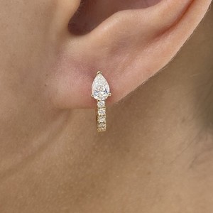 0.7ct Round Drop Earrings Yellow Gold 14K Labcreated Diamond F/VS