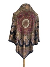 H75 Luxury Vintage Silk Square Scarf Floral Paisley Shawl Large Wrap Multi-Color