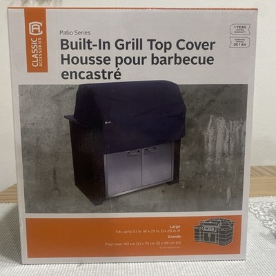 57-Inch Grill Top Cover for Built-In BBQs - Black Fabric Protection