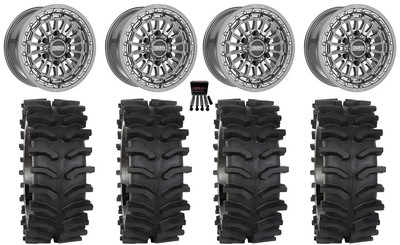 Metal FX Delta 6R Bdlk 15x10Wide Wheels GM CC 33''XT400W Tires Can-Am Maverick R