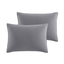Standard Quilted Pillow Sham Set of 2, Grey, Bedroom Decor, Soft Cotton