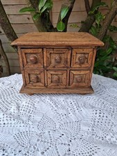 Vintage table top wooden spice apothecary cabinet with 6 drawers