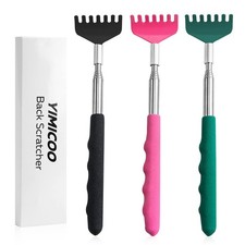 YIMICOO 3 Pack Extendable Back Scratcher, 3 Piece Set, Pink, Green, Black