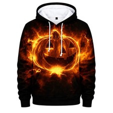 Flaming Pumpkin Halloween Jack O Lantern 3D Hoodie