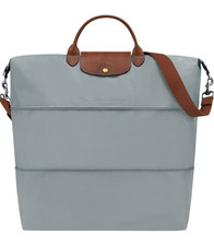 Longchamp Le Pliage 21" Expandable Travel Duffel Nylon Weekender NIP Steel