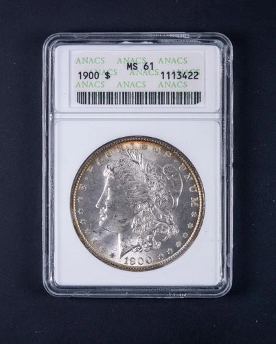 1900 $1 Morgan Silver Dollar ANACS MS61 Old Soapbox Holder DCB422