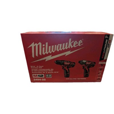 Milwaukee M12 12V Cordless Drill Driver/Impact Driver 2-Tool Combo Kit (2494-22)