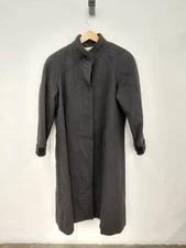 Women's Leslie Fay 100% Pure Wool Black Trench Coat