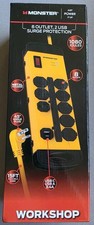 Monster Just Power it Up Surge Protector w/USB 8 Outlets 15 ft Yellow 1080 J