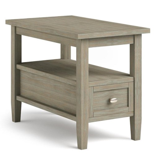 Home Square 2-Piece Wood 14" Rectangle Narrow Side Table Set in Gray - Picture 2 of 8