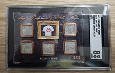SATCHEL PAIGE 2023 LEAF ART OF SPORT EE-26 ENSRINED EXHIBIT RELICS 10/10 SERIAL